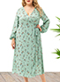 WMNS Wrap Style Prairie Floral Print Maxi Dress - Side Tie